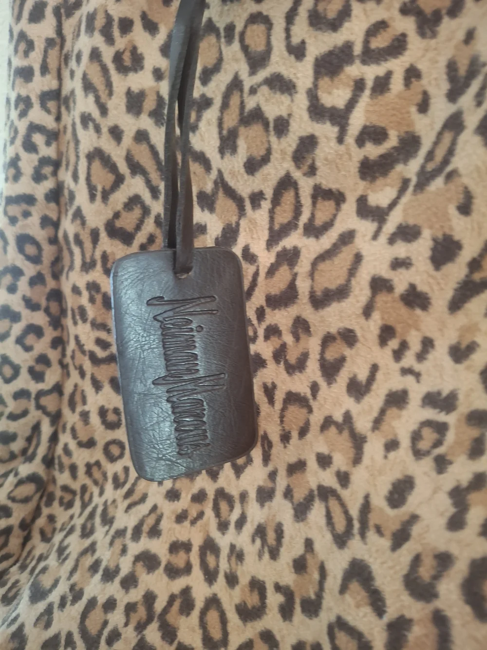 Y2k Neiman Marcus Leopard Print Tote Bag with Dark Brown Leather Handles